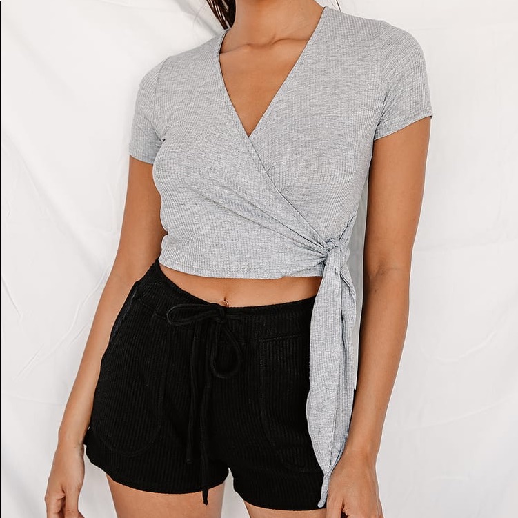 Lulus Ribbed Wrap Top